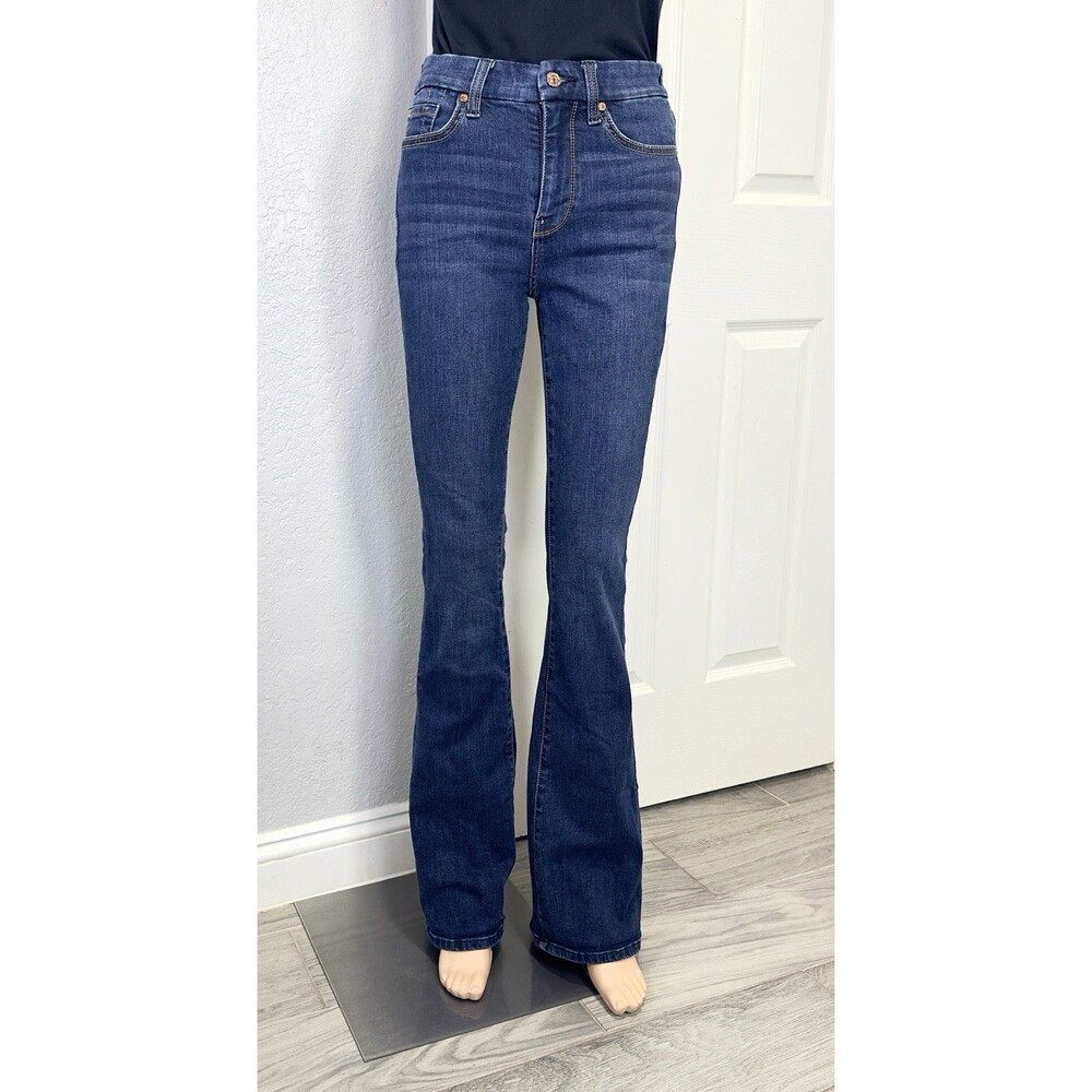 7 For All Mankind The High Waist Ali Jeans 27 Blue Flare Bootcut Stretch Denim